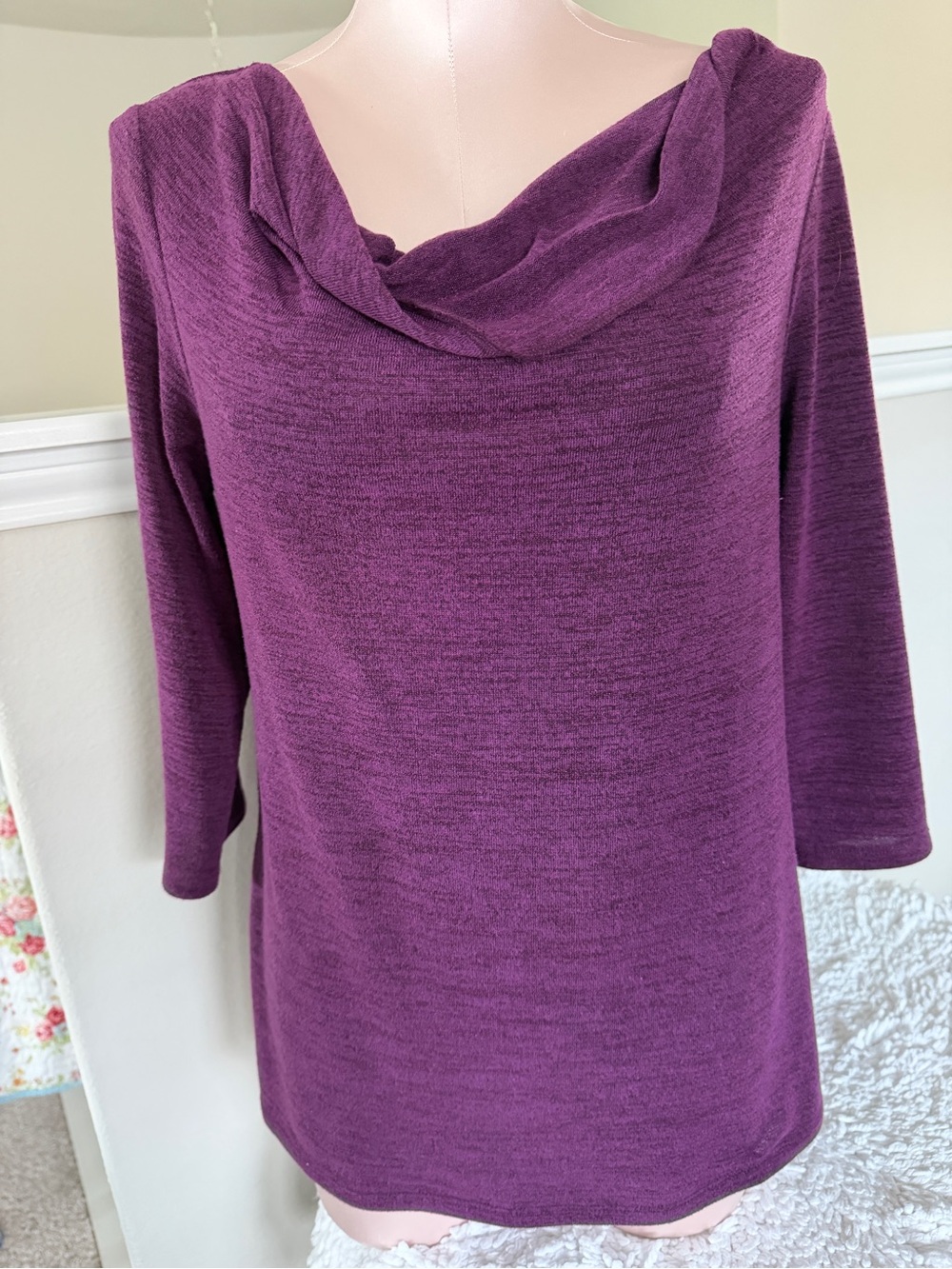 AB Studio Plum Cowl Neck Tunic Top
